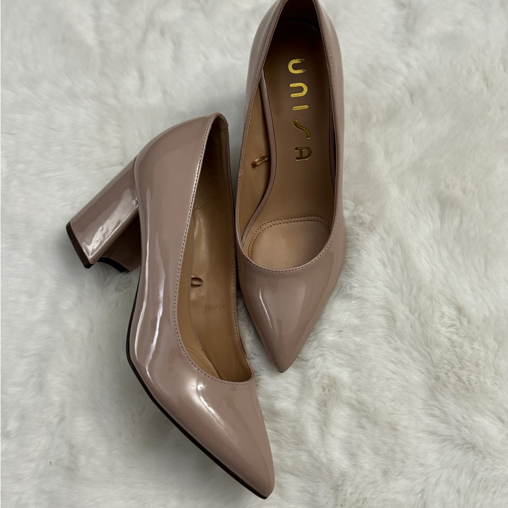 Unisa Tan Pointed Toe Block Heels